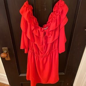 BB Dakota JACK off the shoulder red dress